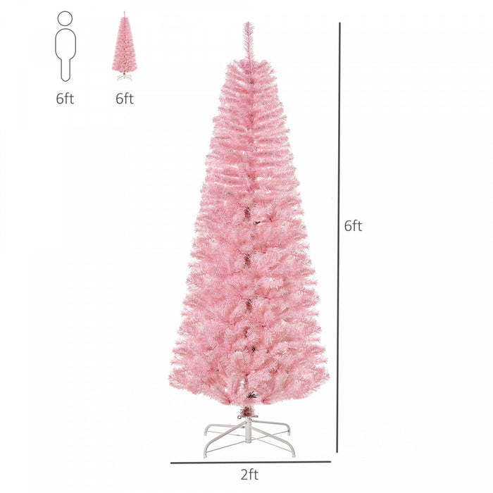 Homcom 6ft Pencil Artificial Christmas Tree With 618 Branch Tips