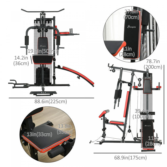 Soozier Multi Home Gym Equipment, Workout Station With 99lbs Weight Stack