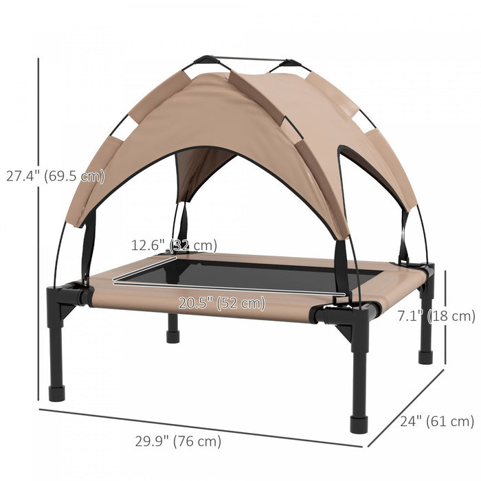 Pawhut Elevated Dog Bed With Canopy, Cooling Dog Cot Bed For Camping, Portable Raised Pet Cot With W