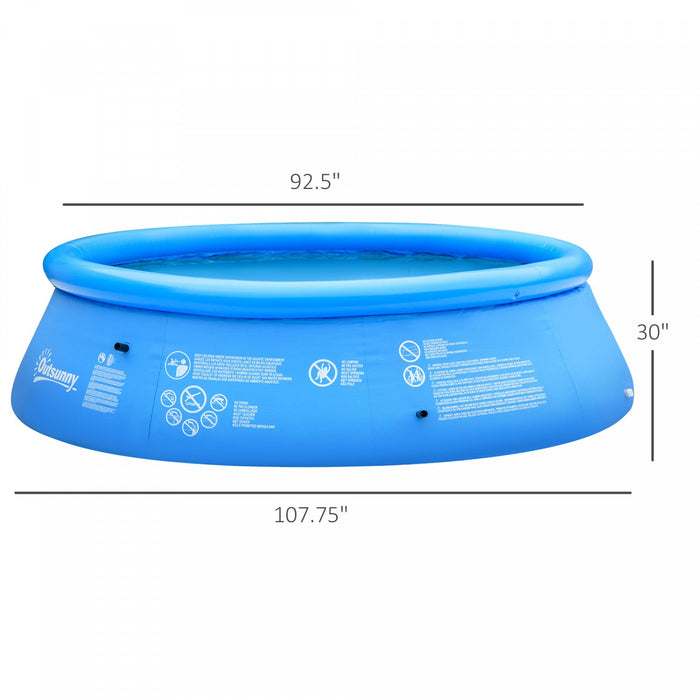 Outsunny Inflatable Swimming Pool Family-sized Blow Up Pool Round Paddling Pool With Hand Pump For K