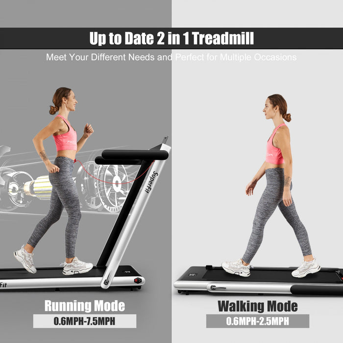 Superfit 2.25hp 2 In 1 Folding Treadmill W/ App Speaker Remote Control White