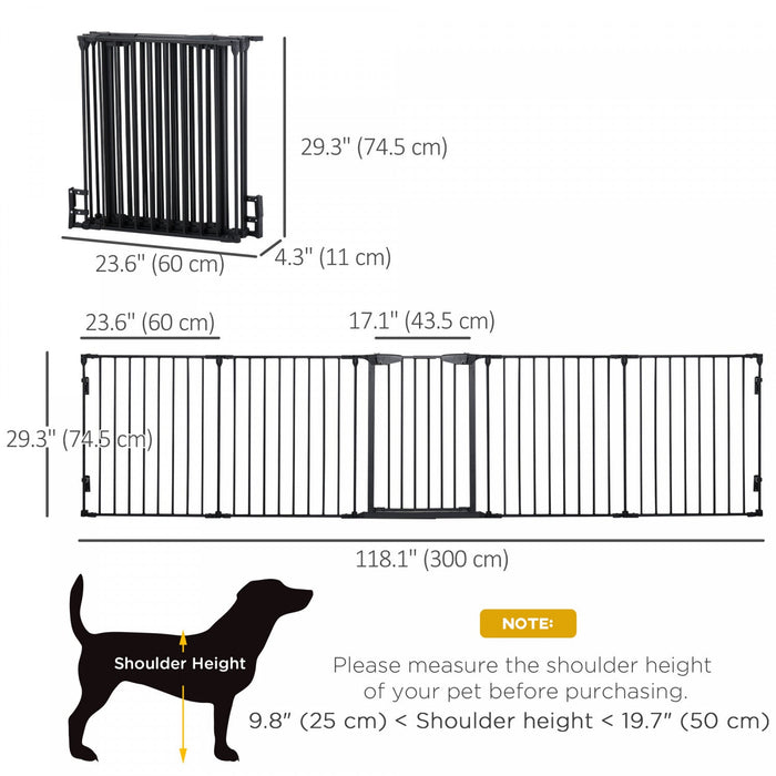 Pawhut Dog Playpen Indoor, Foldable Pet Fence Puppy Pen For Small Medium Dogs With Door, 5 Panels, 2