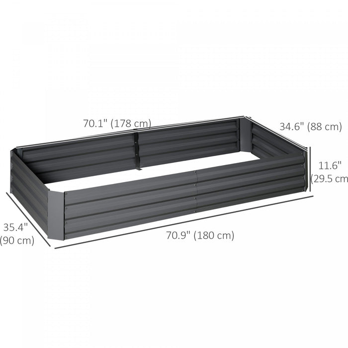 Outsunny Raised Garden Bed with 2 Trellis Tomato Cages, Dark Grey