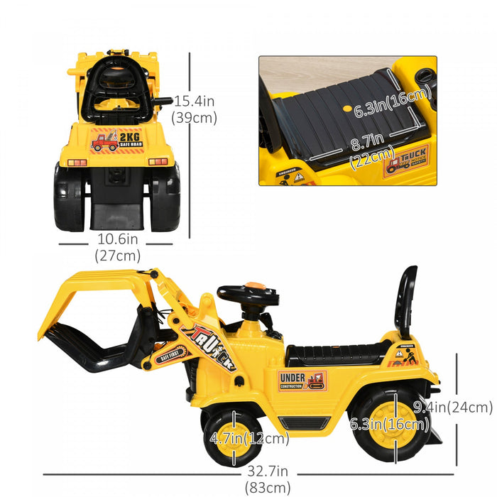 Aosom Toy Tractors For Kids Ride On Excavator With Grabber, Ride On Tractor Pretend Play, Constructi