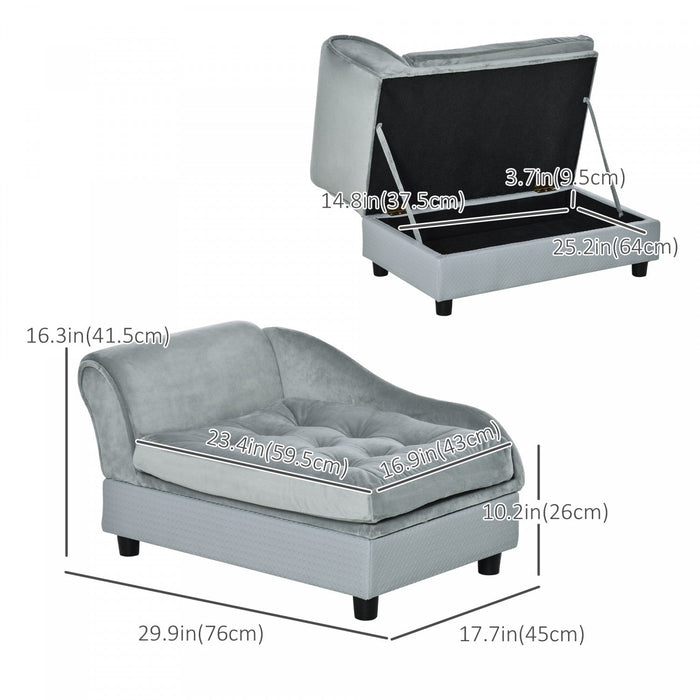 Pawhut Pet Sofa Dog Couch Chaise Lounge Pet Bed With Storage Function Small Sized Dog Various Cat Sp