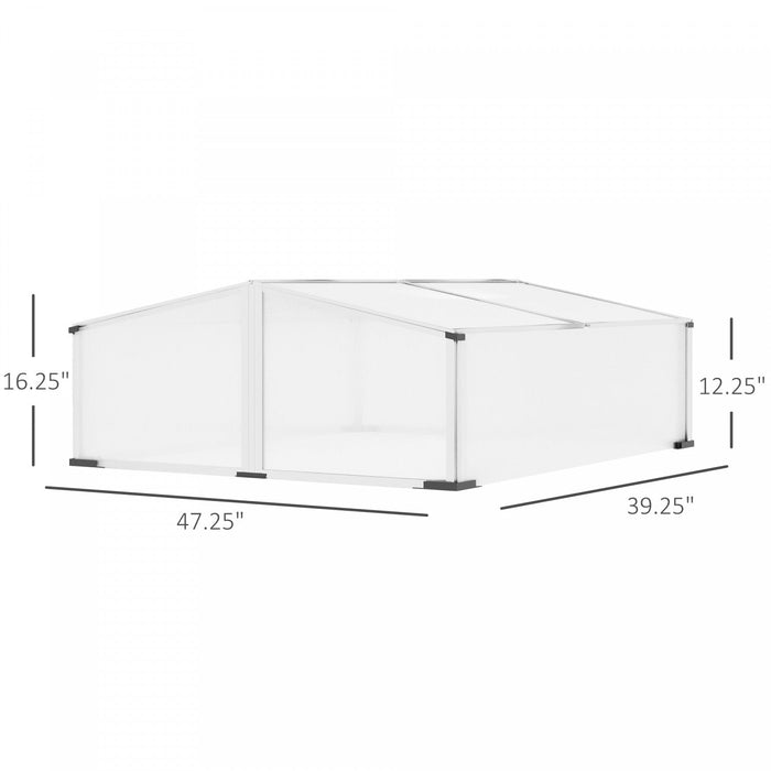 Outsunny Aluminium Cold Frame Greenhouse Kit Raised Plants Bed Protection With Independent Opening T