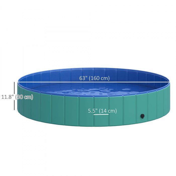 Pawhut Φ63\" Folding Dog Pool For Large Dogs, Portable Pet Kiddie Swimming Pool, Outdoor/indoor Puppy