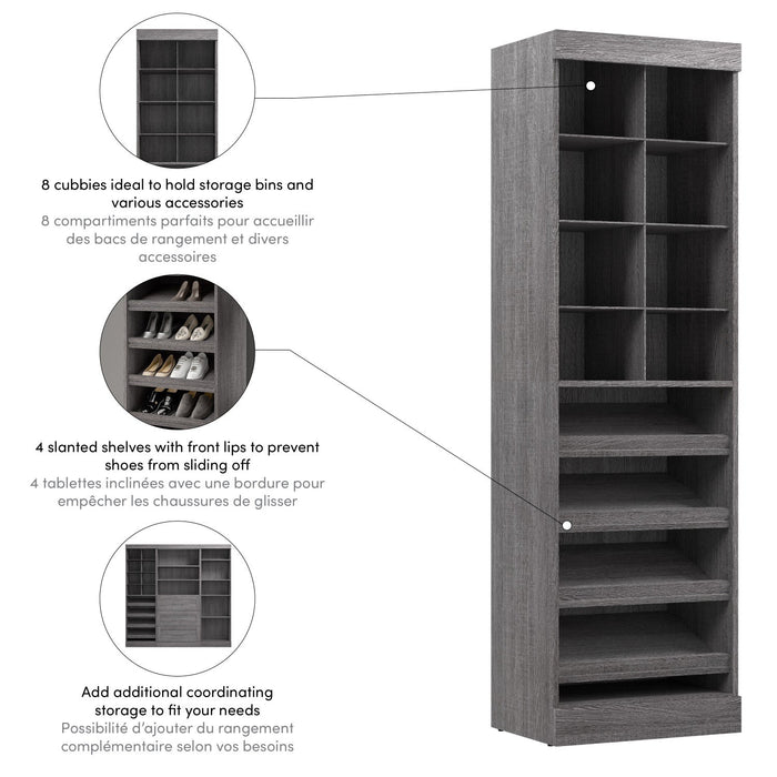Bestar Pur 25 W Closet Shoe Organizer - Bark Grey