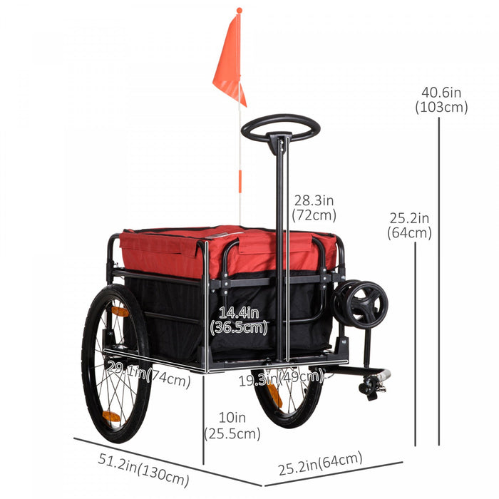 Aosom Bike Cargo Trailer & Wagon Cart, Multi-use Garden Cart With Removable Box, 20'' Big Wheels, Re