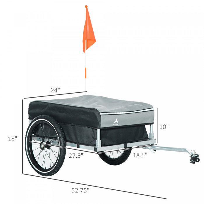 Aosom Outdoor Bike Trailer With Triple Safety, Foldable Bicycle Cargo Trailer, Luggage Wagon With Wh