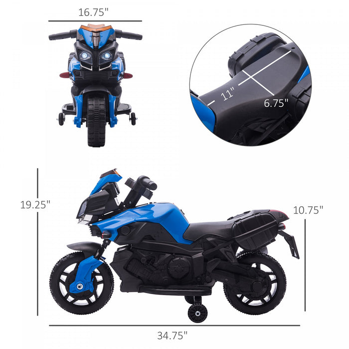 Aosom Kids Powered Ride-On Motorcycle, 6v Electric Battery Powered Dirt Bike W/ Training Wheels, Gif