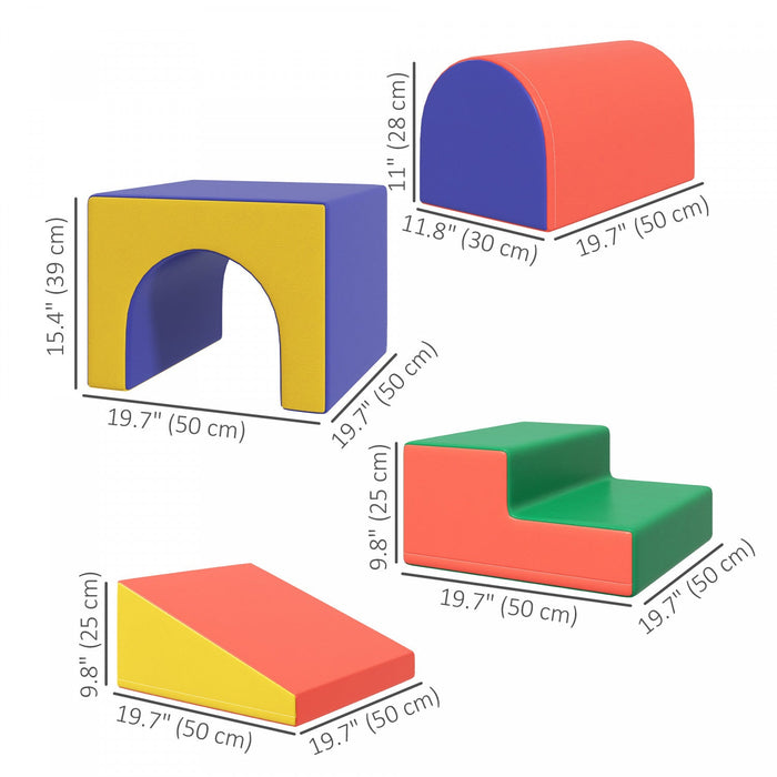 Qaba Foam Climbing Blocks For Toddlers, Kids Modular Play Set For Baby Children, Soft Play Equipment