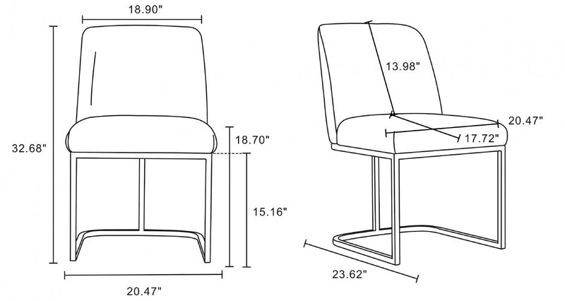 Serena Modern Metal Vegan Leather Dining Chair in Ivory - Set of 2 