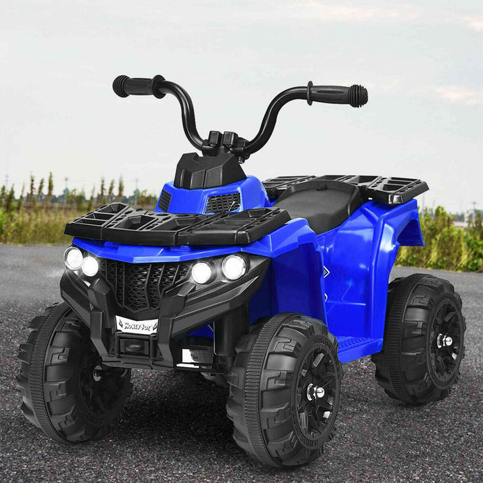 6v Battery Powered Kids Ride On Atv 4-wheeler Quad W/ Mp3 & Led Headlight Blue