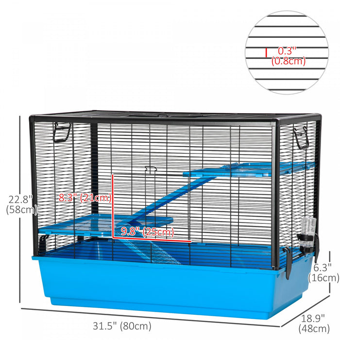 Pawhut 3-tier Hamster Cage, Guinea Pig Cage, Pet Chinchillas Play House Indoor With Accessories Food