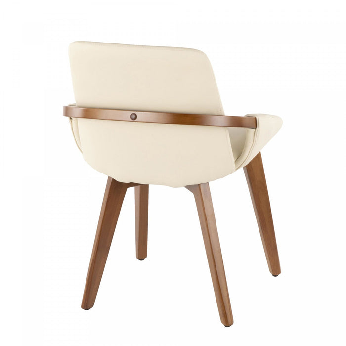 LumiSource Cosmo Faux Leather Mid-Century Dining Chair - Walnut/Cream