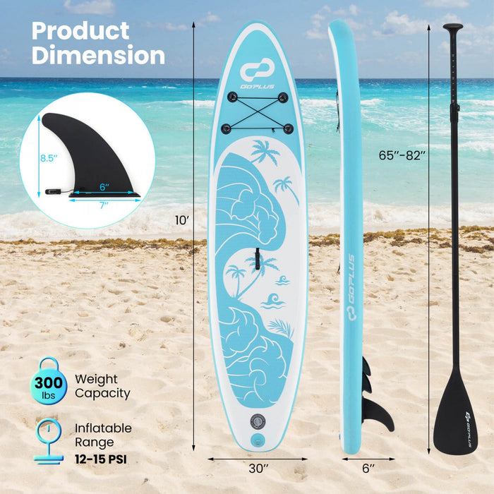 Goplus Small Inflatable Sup Board, Portable Paddle Board With 5d Rings Stand Up Paddle Board For Youth & Adult Turquoise