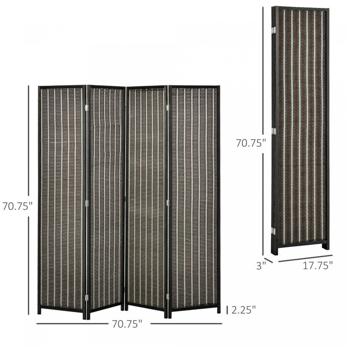 Homcom 4-panel Bamboo Room Divider Privacy Screen 6ft