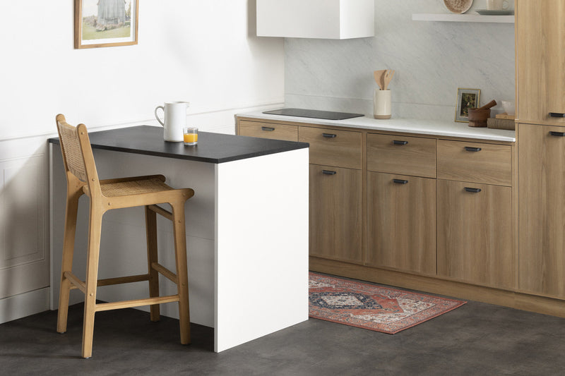 Myro Kitchen Island With Storage - Faux Black Stone And White 