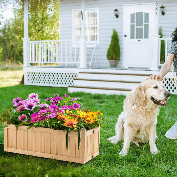 Costway Outdoor Wooden Planter Box Folding Raised Garden Plant Container W/drainage Hole