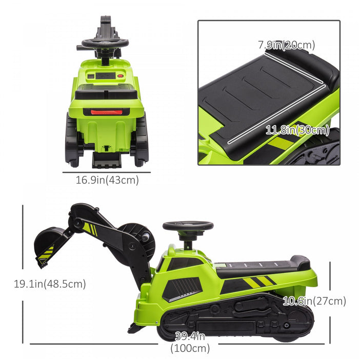 Aosom 3 In 1 Ride On Excavator Bulldozer Road Roller, No Power Pretend Play Construction With Music,