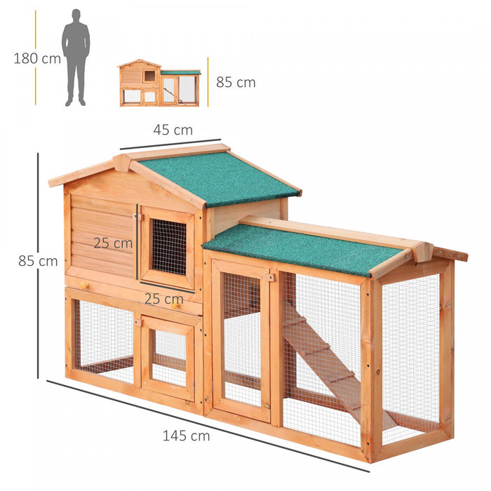 Pawhut Two-level Rabbit Hutch Small Animal House Pet Bunny Cage Home W/ Outdoor Run Water & Uv Resis