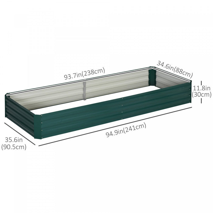 Outsunny 95\" X 36\" X 12\" Galvanized Raised Garden Bed, Metal Elevated Planter Box, Easy Diy And Clea