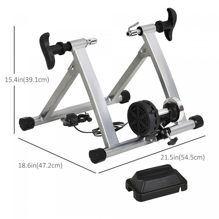 Soozier Bike Trainer Magnetic Bicycle Stand Indoor Exerciser W/ Quick Release Skewer, 5 Levels Resis