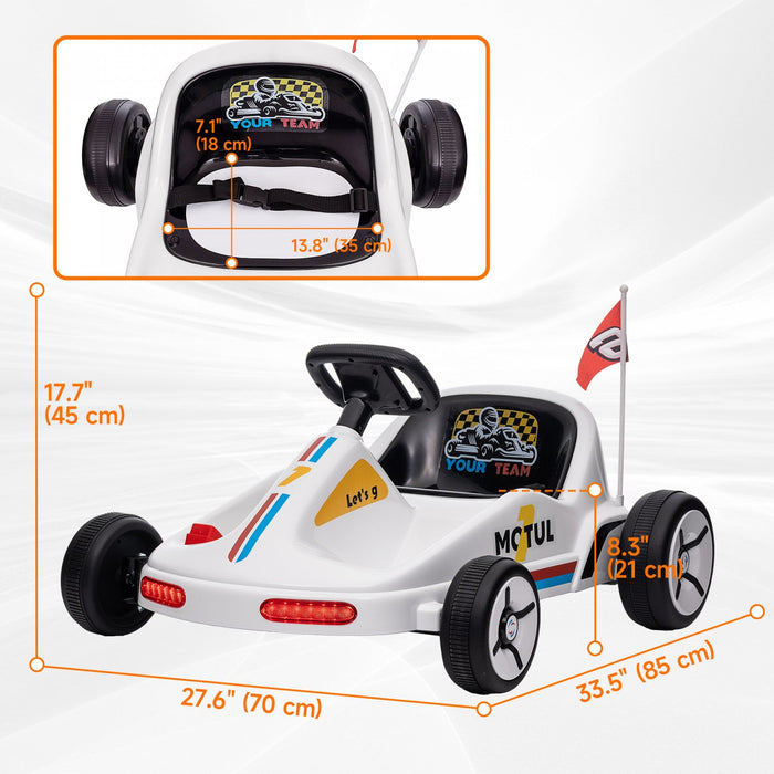 Qaba Go Kart For Kids, 6v Electric Battery Powered Ride-On Car With Music, Light, Horn, For Toddlers
