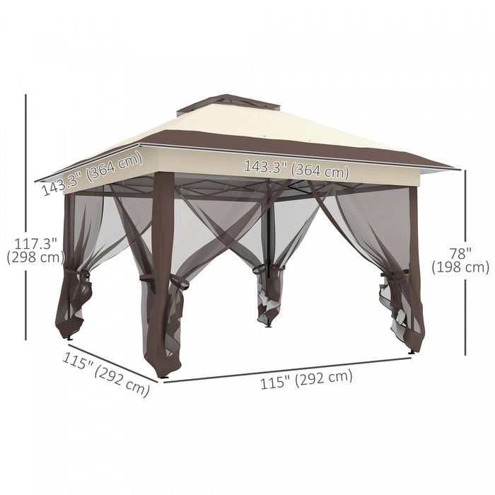 Outsunny 12' X 12' Foldable Pop-up Party Tent Instant Canopy Sun Shade Gazebo Shelter Steel Frame Ox