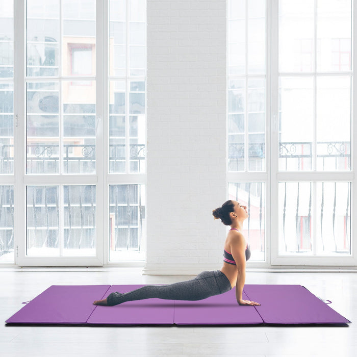 Soozier 4'x10'x2\" Folding Gymnastics Tumbling Mat, Exercise Mat With Carrying Handles For Yoga, Mma,