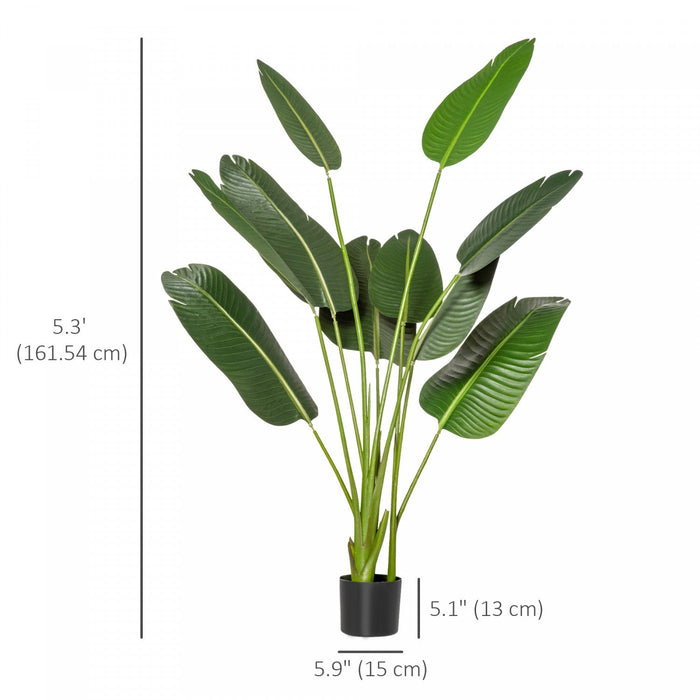 HOMCOM 5' Artificial Banana Tree Plant in Pot for Indoor Outdoor Decor