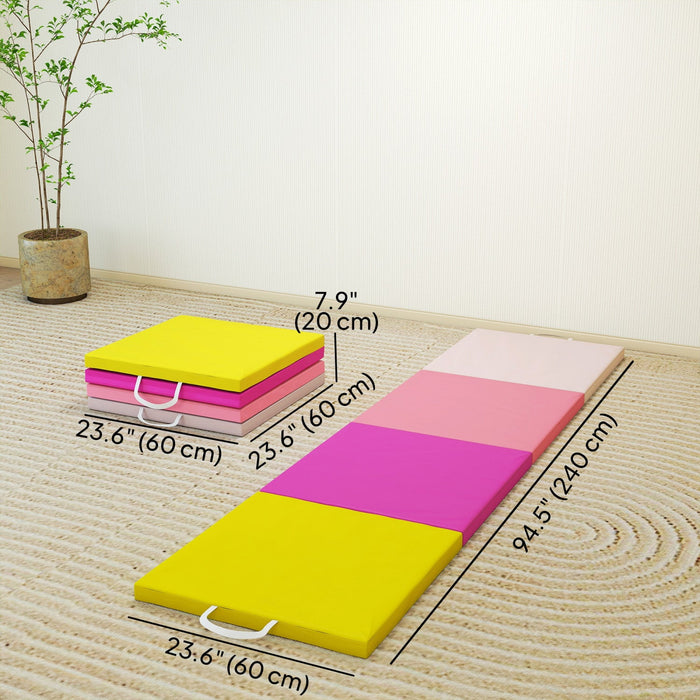 Soozier 8ft Folding Gymnastics Mat, Thick Exercise Mat with Carry Handles