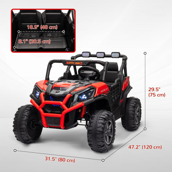 Qaba 2 Seater Electric Car For Kids, 24v 7ah Big Battery Powered Ride-On Ride Car With Remote Contro