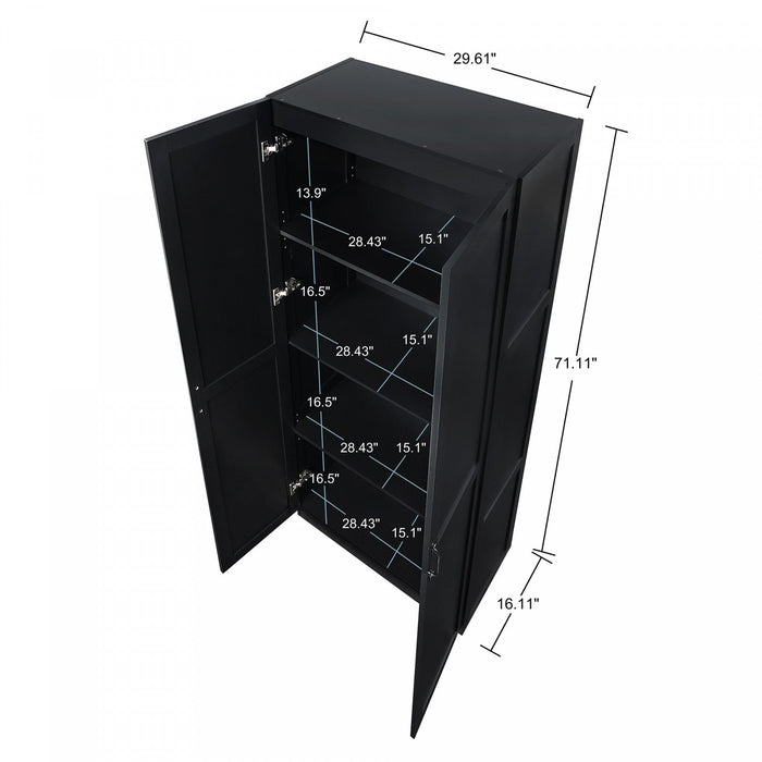 Cornelia Modern 30\" Storage Cabinet in Black (4-Shelf) - Set of 2 Bookcase 