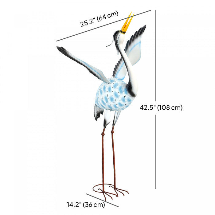 Outsunny Flying Crane Garden Statue, 42.5" Standing Steel Lawn Ornament