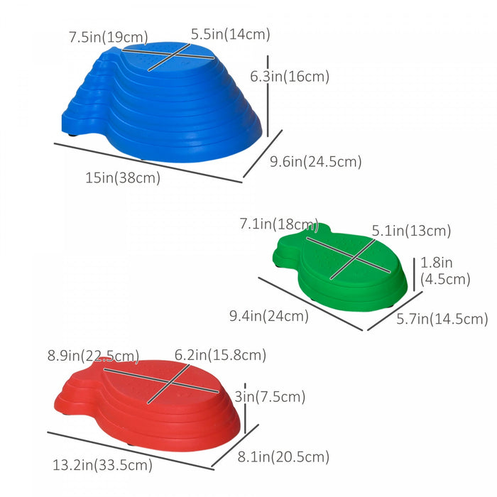 Outsunny Larger Size Stepping Stones Kids, 8 Pieces Stackable Balance River Stones, Non-slip Obstacl