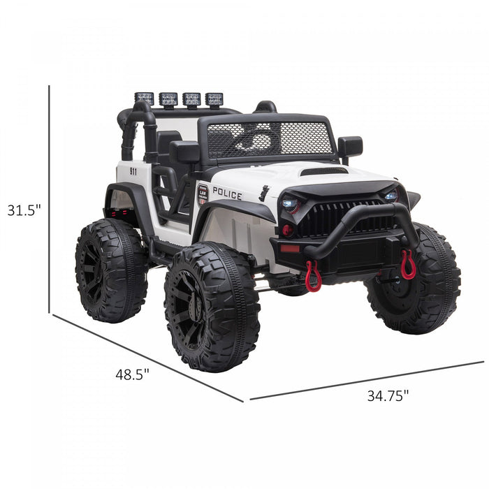 Aosom 12v Battery-powered Kids Electric Ride On Police Car 2-seater Suv Truck Toy With Parental Remo