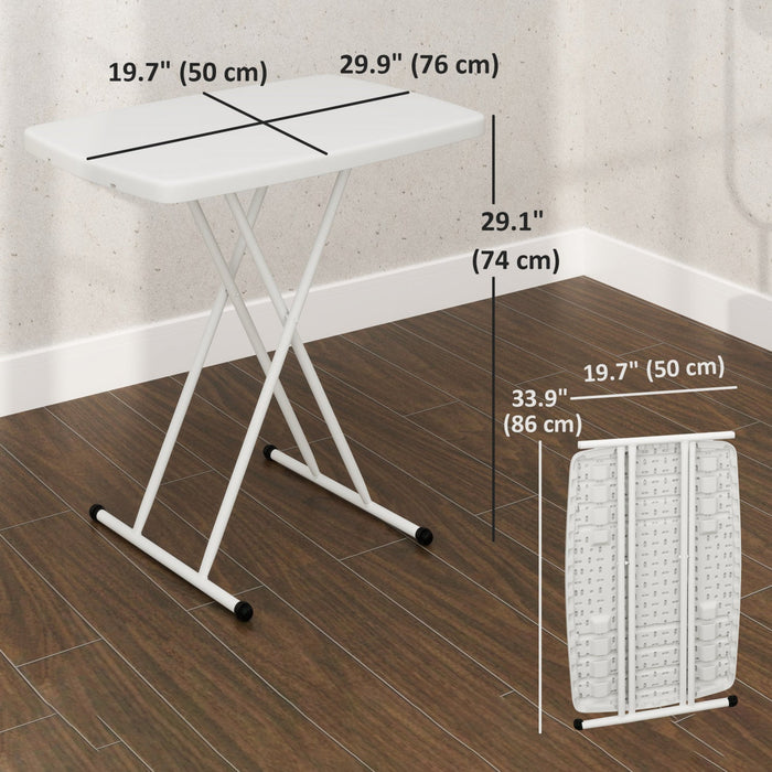 Outsunny Portable Patio Side Table, Adjustable Outdoor Side Table, White