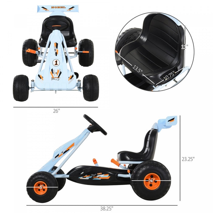 Aosom Pedal Go Kart Children Ride On Car Cute Style With Adjustable Seat, Plastic Wheels, Handbrake 