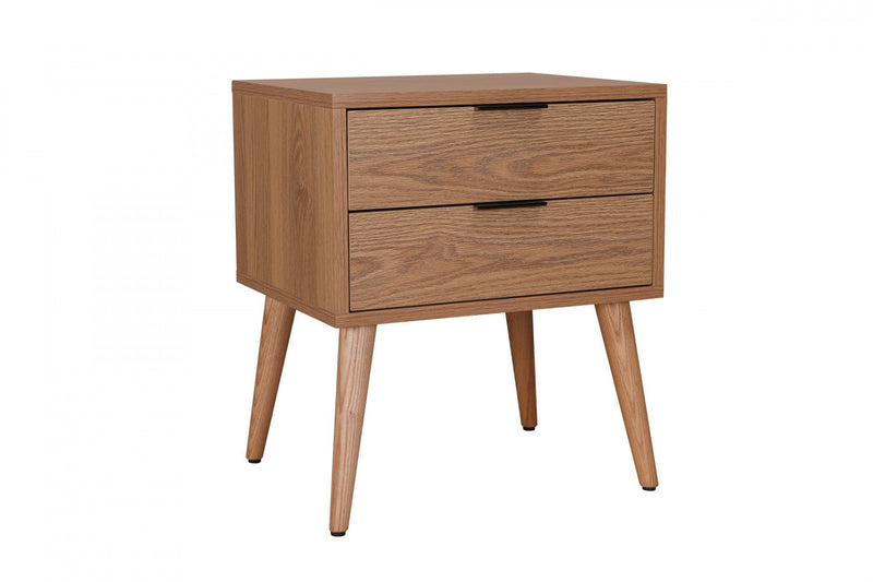 Flashby Nightstand With 2 Drawers - Faux Natural Wood 