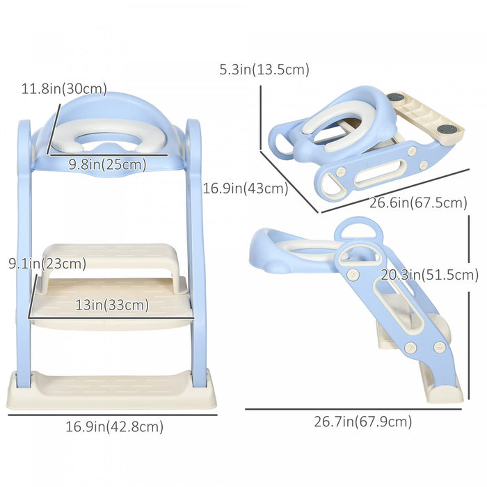 Qaba Potty Training Toilet Seat With Step Stool Ladder, Children Toilet Training Seat Chair With Sof