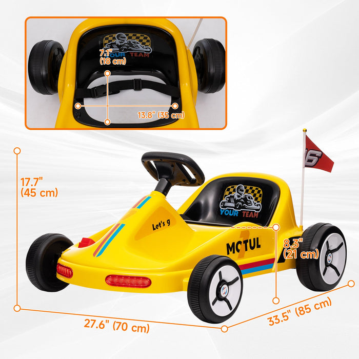 Qaba Go Kart For Kids, 6v Electric Battery Powered Ride-On Car With Music, Light, Horn, For Toddlers
