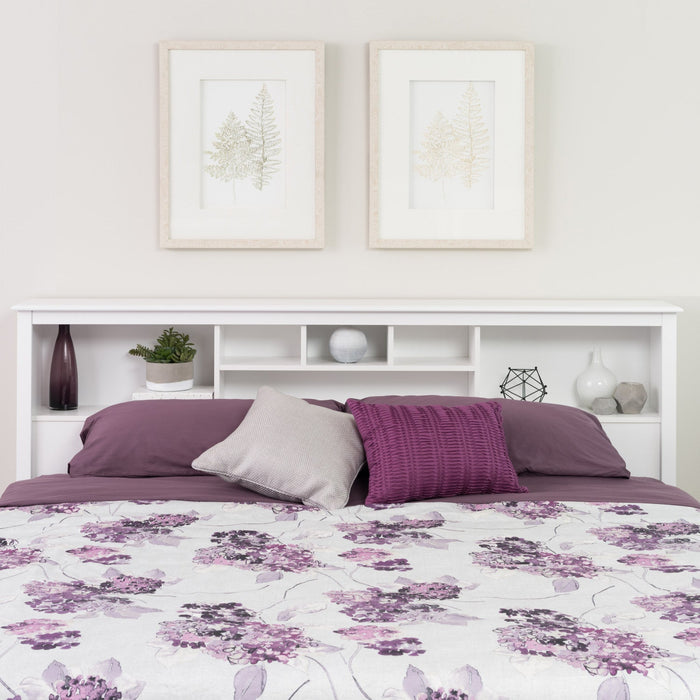King Bookcase Headboard - White