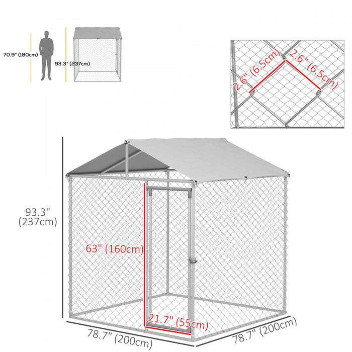 Pawhut Outdoor Dog Kennel Dog Run With Waterproof, Uv Resistant Cover For Small And Medium Sized Dog
