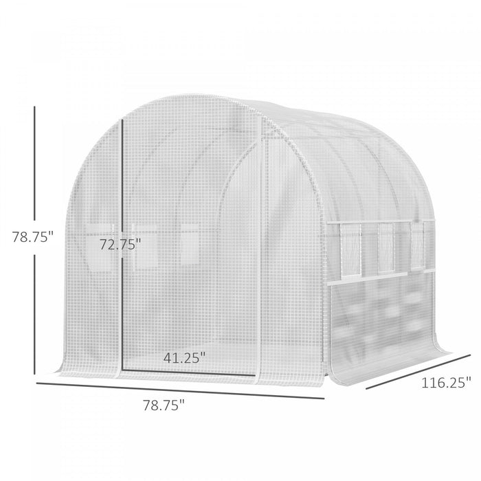 Outsunny 10' X 6.6' X 6.6' Walk-in Tunnel Greenhouse Pe Cover, Zipper Doors Roll-up Side Cover& Mesh