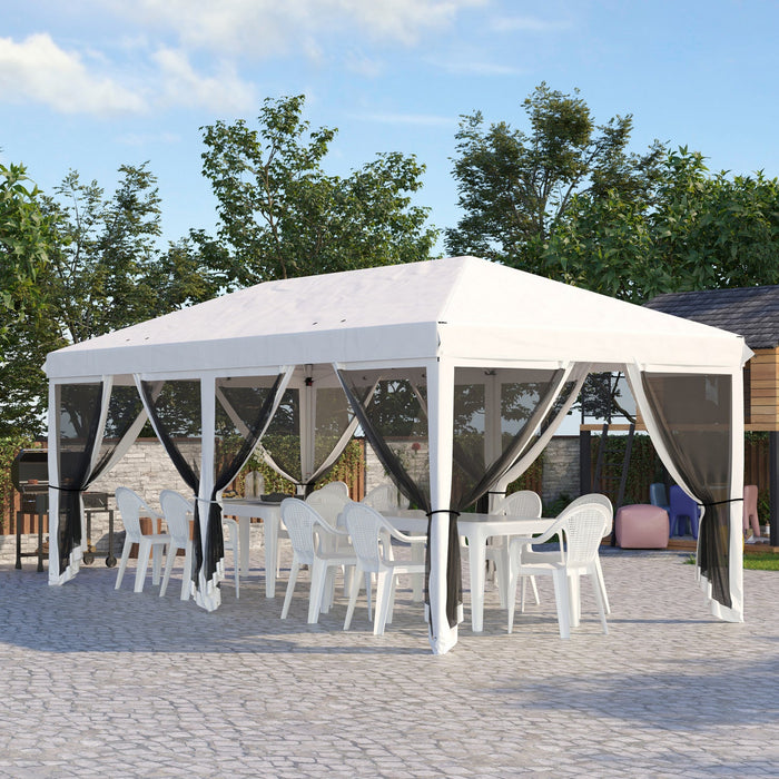 Outsunny 10' X 20' Pop Up Canopy Tent, Instant Canopies With 6 Removable Mesh Sidewalls, Carry Bag -
