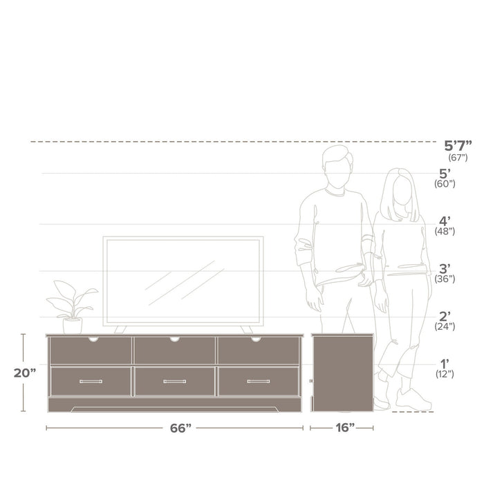 Prepac Rustic Ridge 66\" TV Stand - Washed White