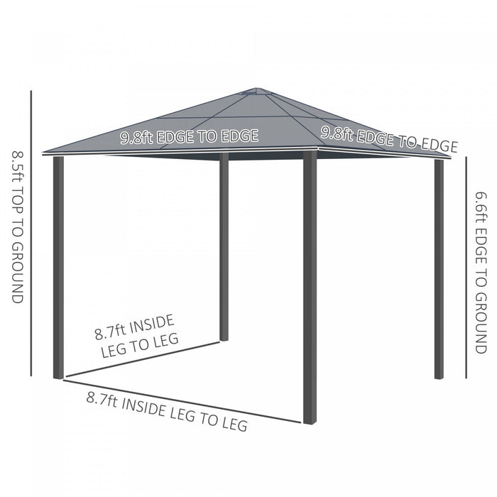 Outsunny 10' X 10' Hardtop Gazebo, Patio Gazebo Heavy Duty Sun Shade Shelter With Curtains, Aluminum