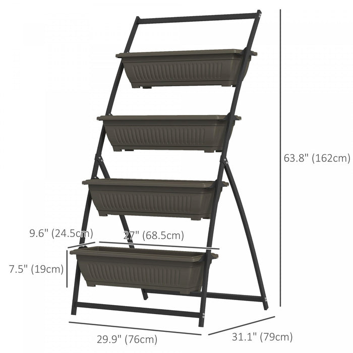 Outsunny 4-tier Vertical Raised Garden Bed With 4 Planter Boxes, Outdoor Plant Stand Grow Container 
